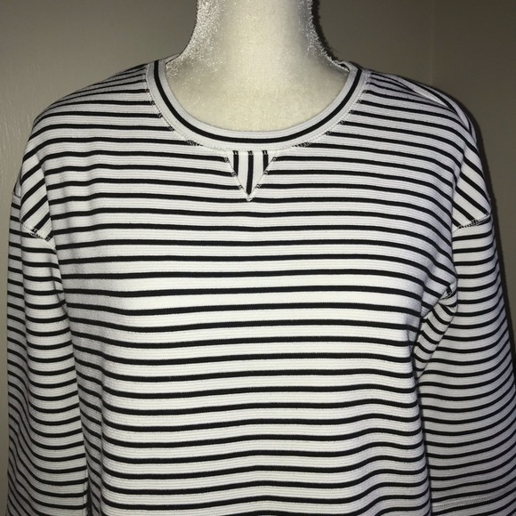Lou & Grey Ottoman Stripe Popover Crew Neck Top XS - Picture 4 of 7